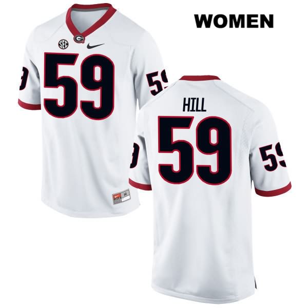 Georgia Bulldogs Women's Robert Hill #59 NCAA Authentic White Nike Stitched College Football Jersey CCO7356MN